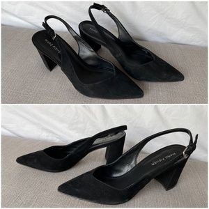 NWOT Black Suede Marc Fisher Pointed ToeSlingbacks